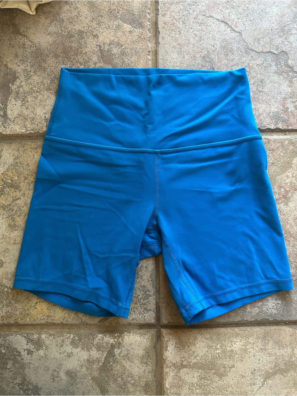 High-Waist Athletic Bike Shorts - Blue
